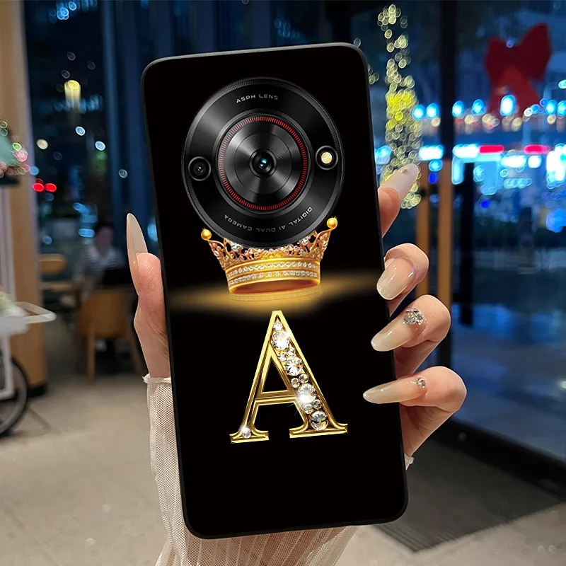 Vibrant Shockproof Soft Phone Case with Crown Letter Design