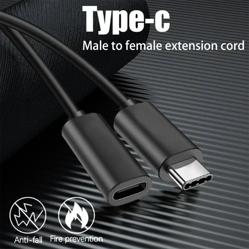 USB C 연장 케이블 고속 충전 데이터 케이블 Type-C 남성-여성 연장 코드 충전기 노트북 태블릿 용 와이어 커넥터