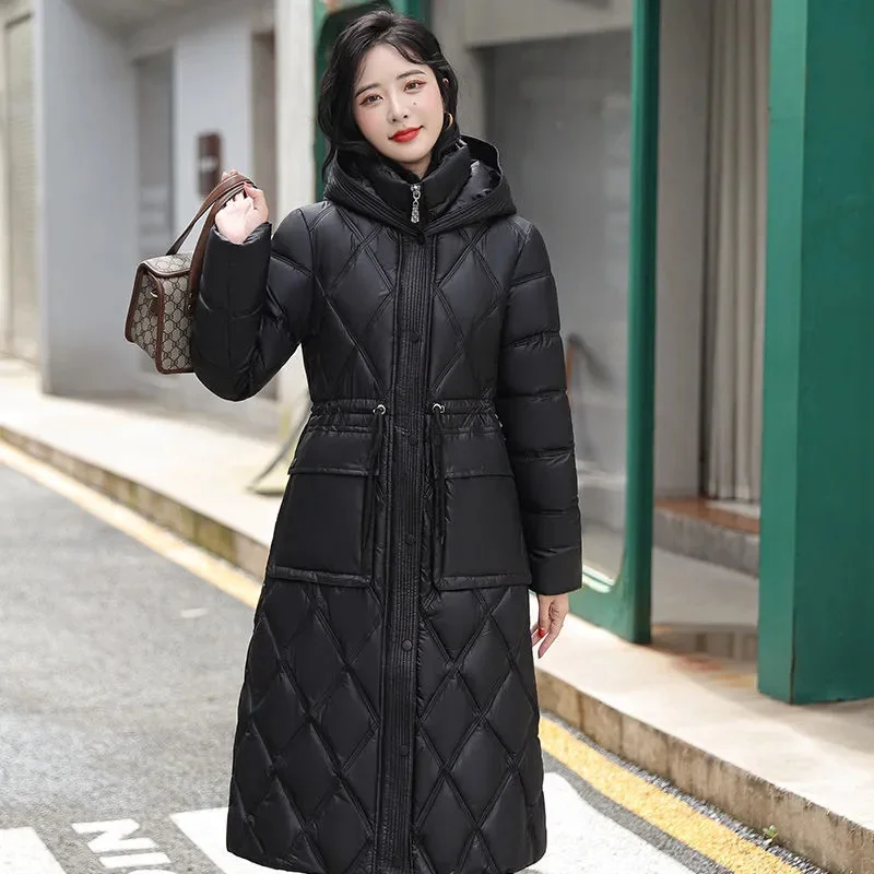 

2024 New Winter Coat Long Parkas Women's Jacket Fashion Down Coats Vintage Loose Casual Thick Hooded Outwear Female