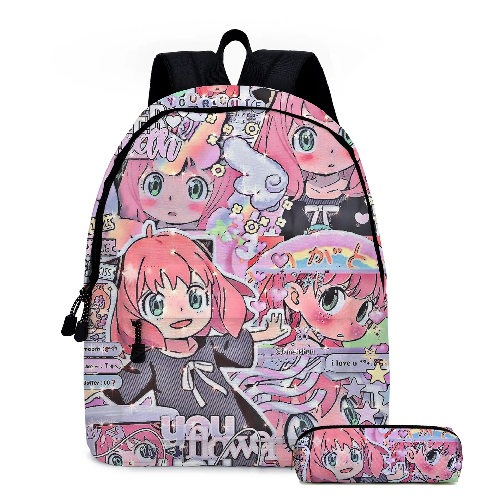 

2pcs Set Anime SPY×FAMILY Backpack with Pen Bag Anya Forger Yor Forger Student Schoolbags Student Travel Bag Girls Boys Children