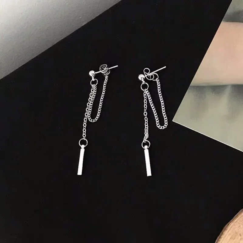 Hip Hop Chains Dangle Earrings For Women Men Teens Street Style Punk Elegant Trendy Korean Earrings Fashion Jewelry Gifts