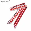 2024 New Design 120cm Heart Print Scarf Small Women Silk Scarf Brand Bag Hair Ribbons Fashion Head Scarf Long Scarves 1