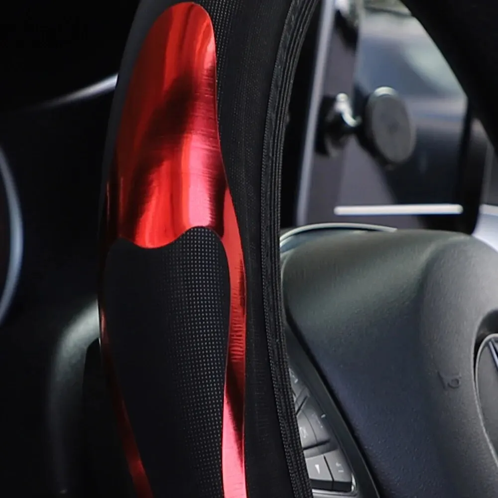Dynamisches Autozubehör aus glänzendem PU-Leder ohne Innenring, Lenkradbezug, geeignet für 14,5–15 Zoll – Detail 10