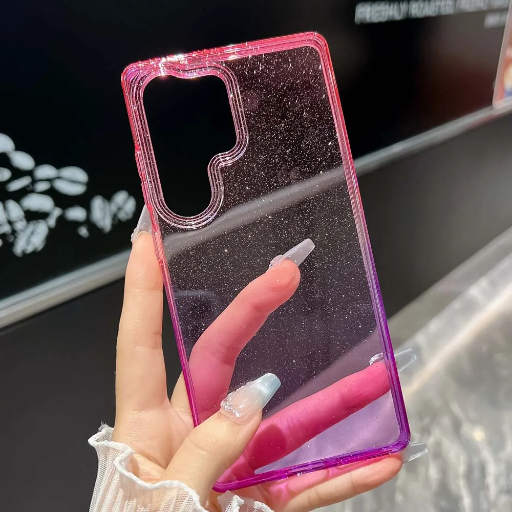 Glitter Gradient Shockproof Transparent Hard PC Bling Case