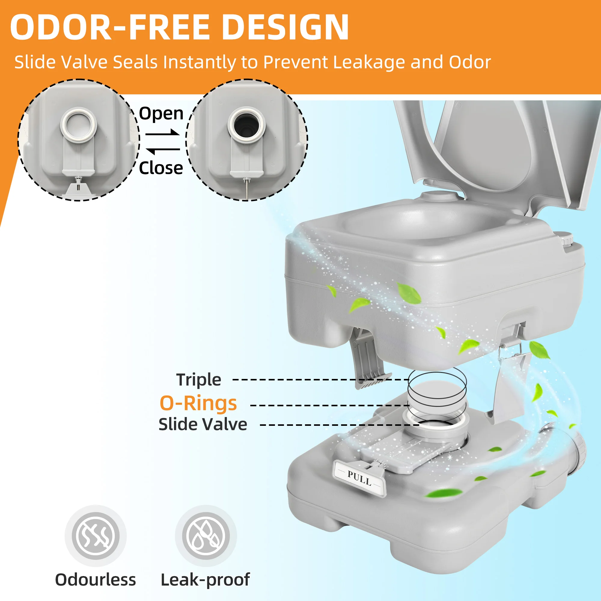 3.17 Gallon Portable Toilet with Leak-Proof Seal, RV Toilet Porta Potty with Flush Pump for Camping, Gray