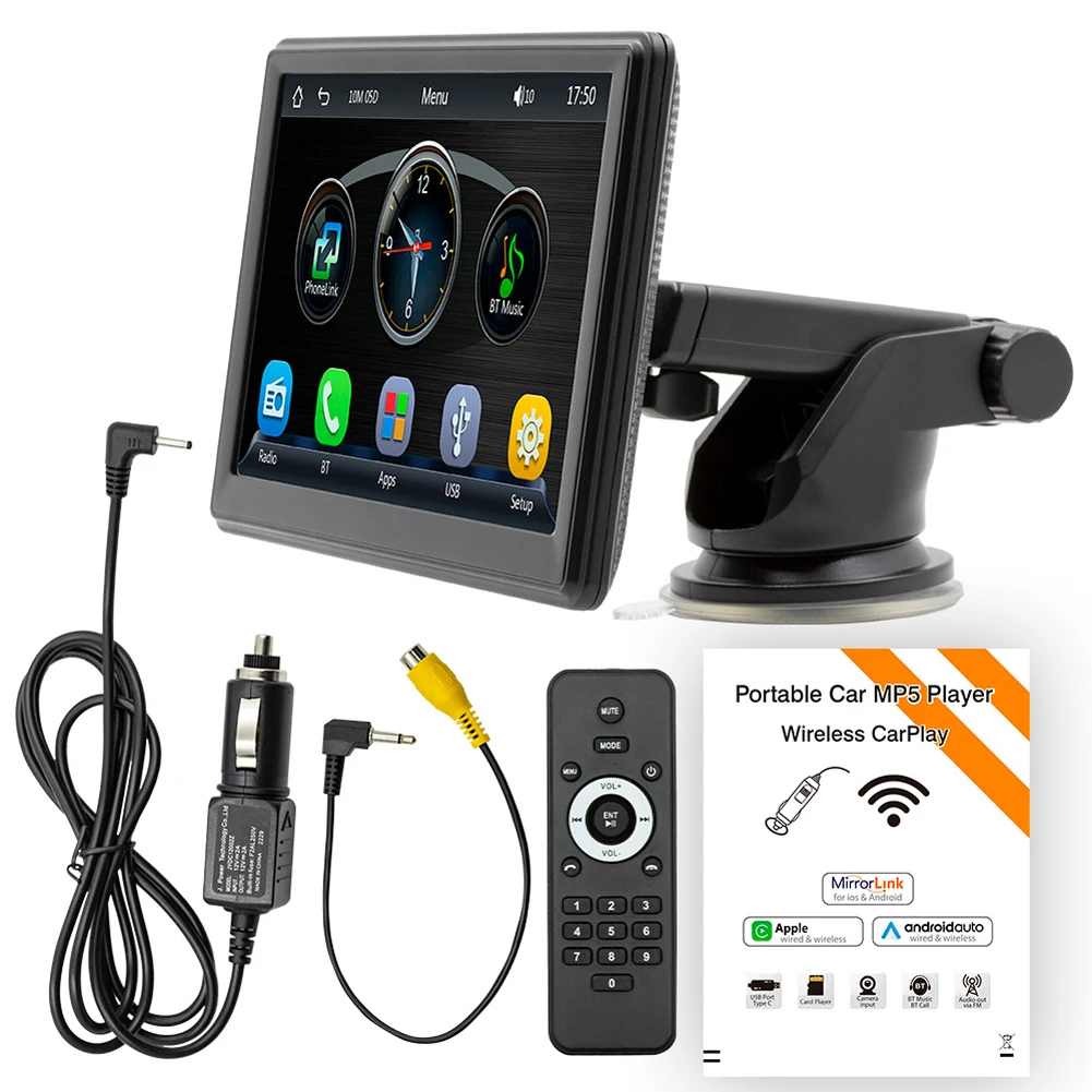 

7 Inch Car Radio Multimedia Player HD 1024P Wireless Carplay Android Auto Touch Screen Bluetooth-compatible Portable Car Stereo