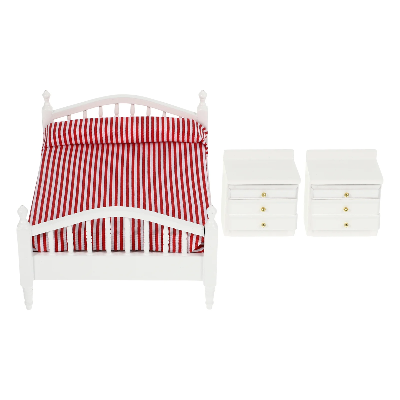 

Dollhouse Double Bed Mini Decors Miniature Adornments Cabinet Model Miniatures Models Accessories Furniture Ornaments