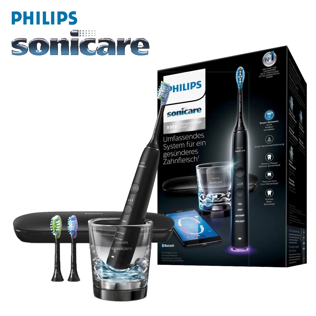 Philips Sonicare Diamondclean Smart 9300 Hx9903 Testina Di Ricambio Per Spazzolino Elettrico Sonico Nera Con App