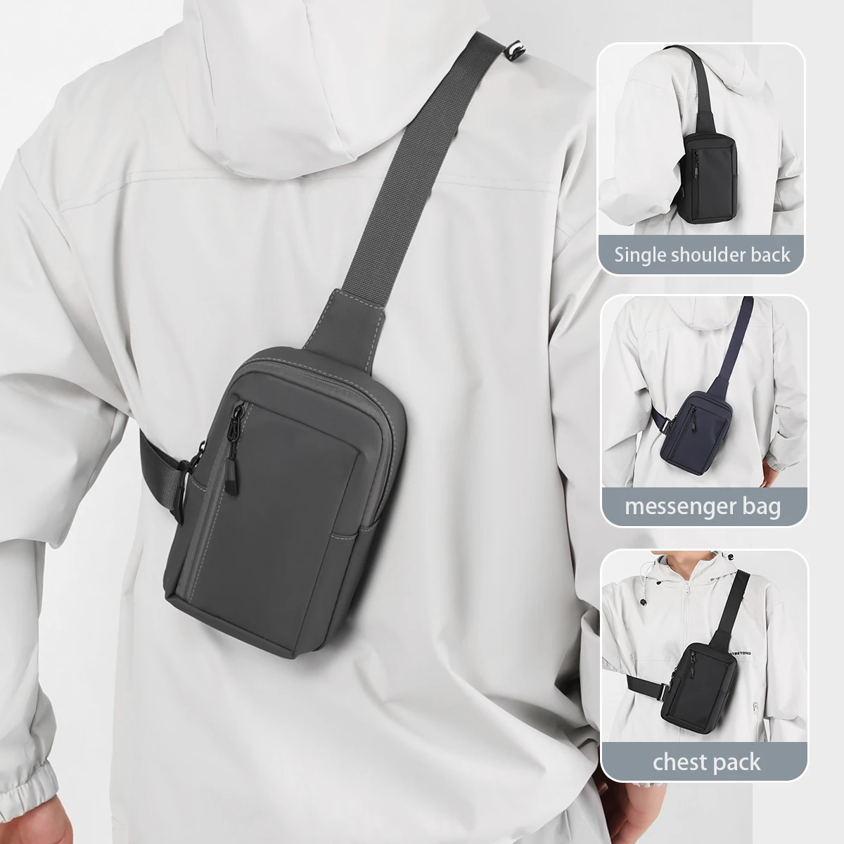 Men's Business Crossbody Bag 2025 New Chest Bag Men's Shoulder Bag Men's Small Shoulder Bag Waterproof Outing Backpack Hiking Mobile Phone Bag