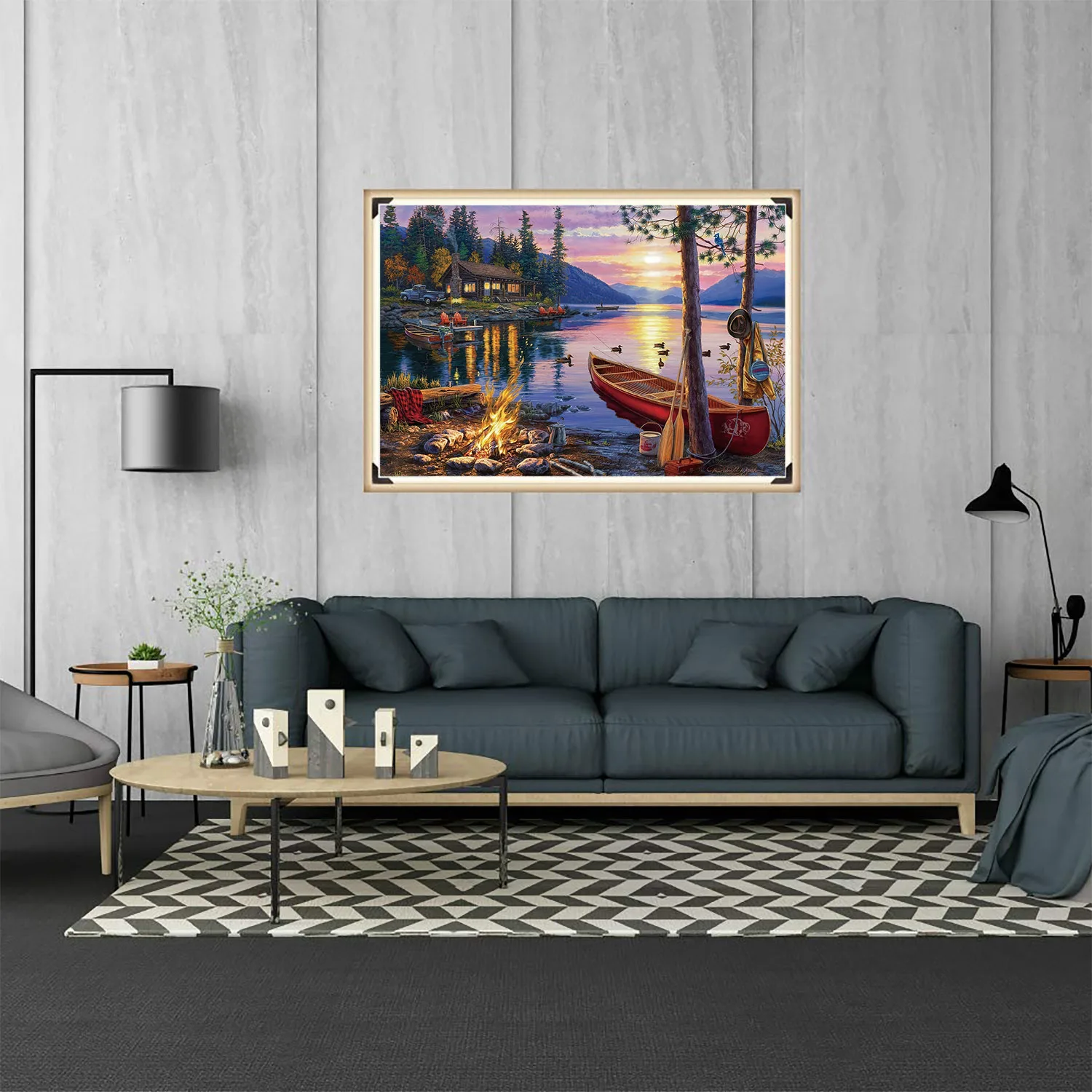 Jigsaw Puzzles 1000pcs Darrell Bush Canoe Lake for Adults Home Decor Games Family Fun Floor Puzzles Educational Toys for Kids
