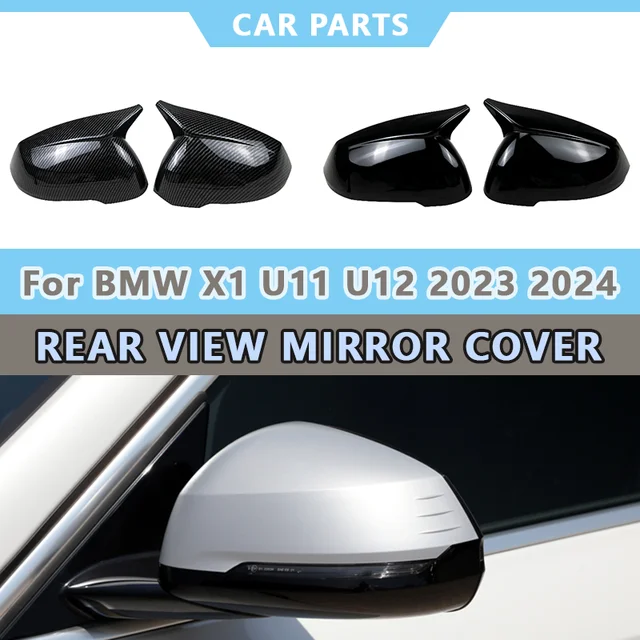 ABS Carbon Fiber Car Side Rearview Mirror Cover Trim For BMW X1 U11  2023-2024 Side Door Mirror Cover Covers Exterior Accessories (Gloss Black)