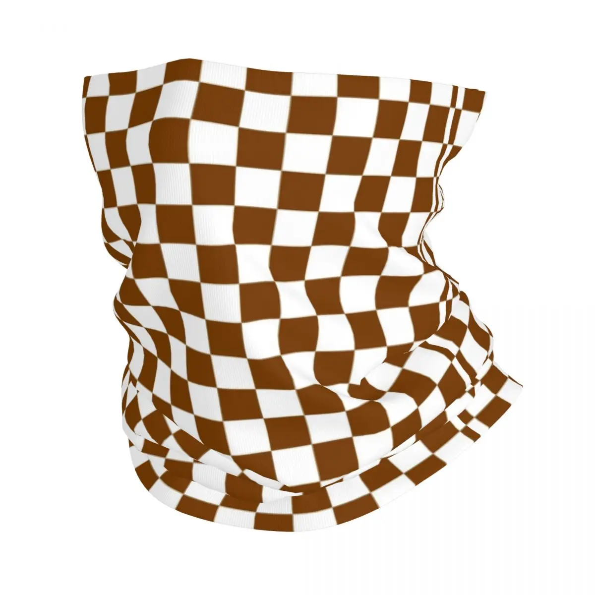 

White Brown Checkerboard Bandana Neck Gaiter Printed Checkered Balaclavas Face Scarf Warm Headwear Running for Men Women Adult
