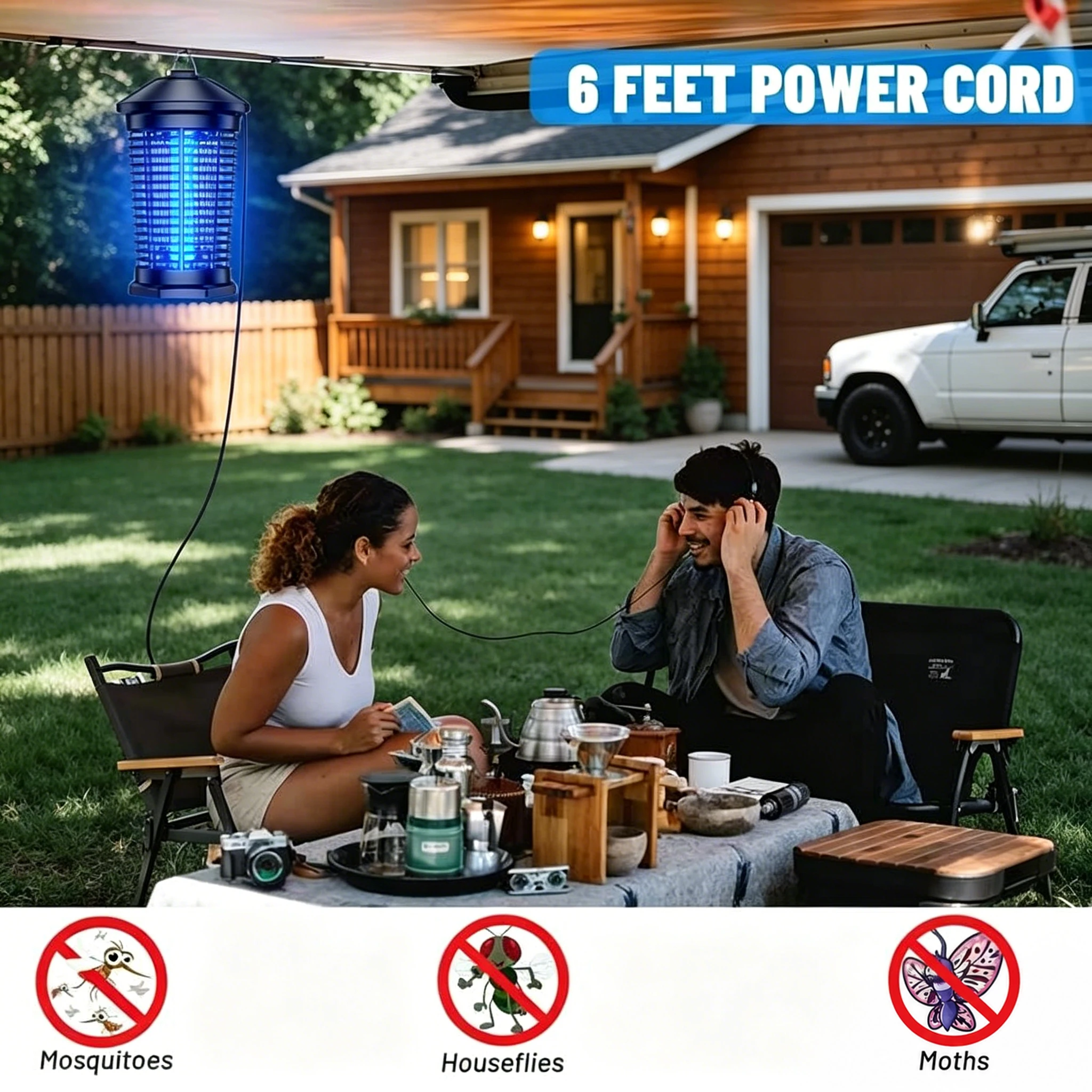 Outdoor Bug Zapper 4000V Indoor Electronic Mosquito Killer Lantern Waterproof Fly Trap Insect Killer_voghion.com
