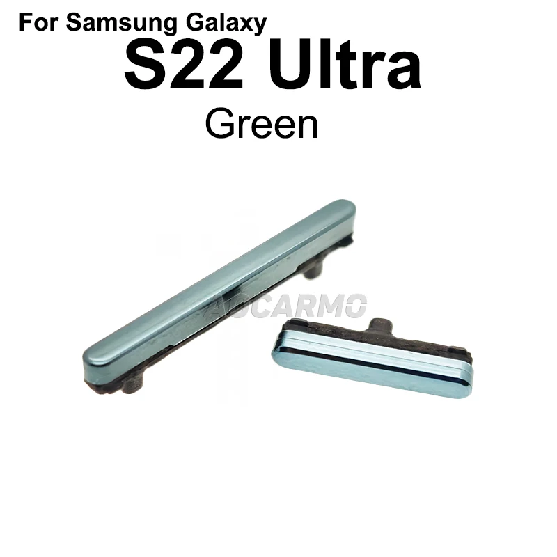 Aocarmo 삼성 갤럭시 S22 울트라 S22U SM-S908 플러스 사이드 버튼 전원 켜기 끄기 볼륨 키 스위치 수리 부품