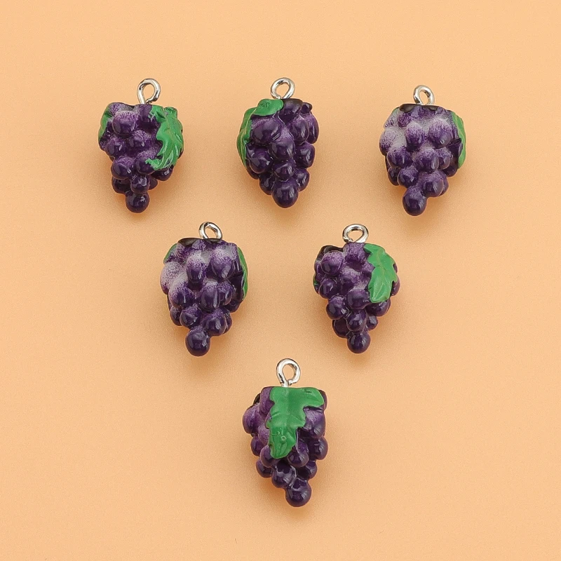 

10Pcs Resin Purple Grape Charms Fruit Pendant For DIY Jewelry Earrings Necklaces Bracelet Handmade Making Accessories