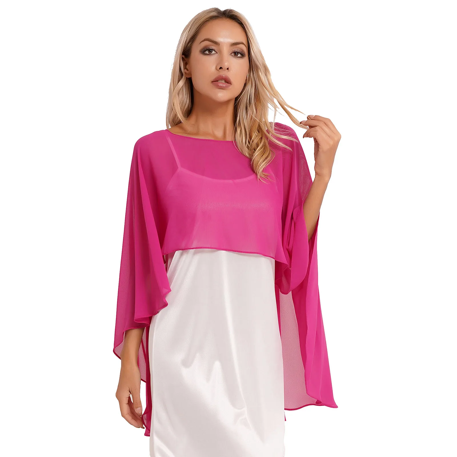 

Womens Soft Chiffon Capes Shawl Ladies Evening Wedding Capes Shrug Ladies Bridal Lightweight Long Shawl and Wraps Dress Cover Up