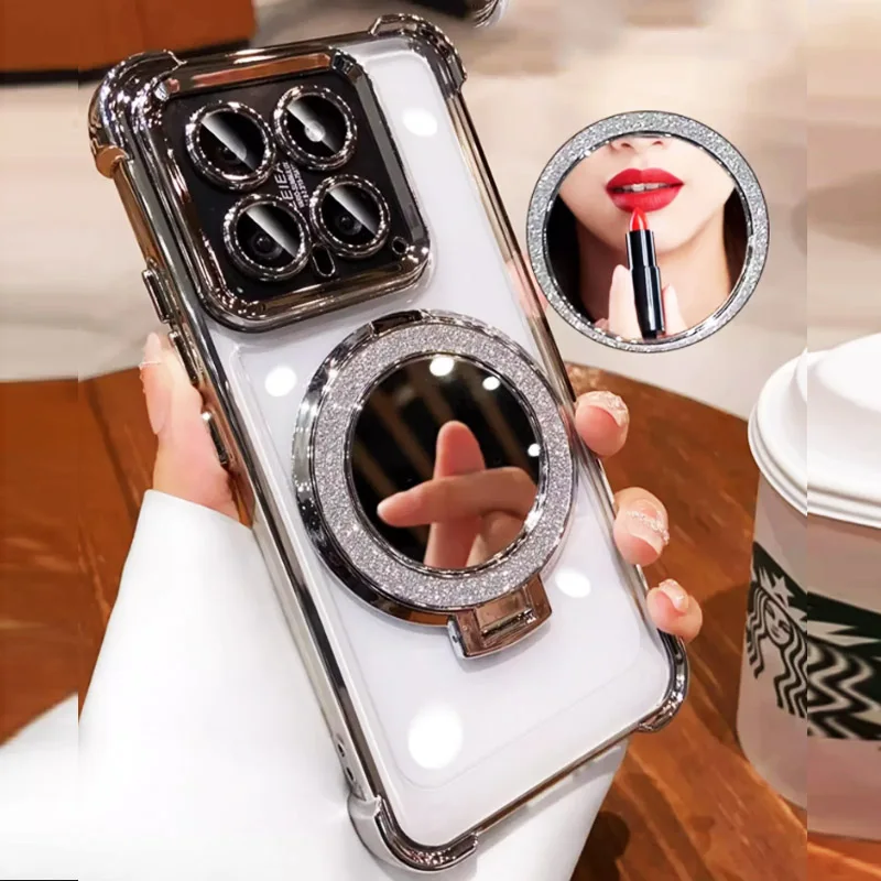Glitter Mirror Magnetic Bracket Holder Shockproof Phone Case Cover