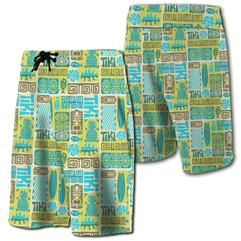 New Floral Shorts Palm Trees Leaves Seamless Board Shorts Men Hawaii Beach Shorts Swim Trunks Women Vacation Short Pants 6