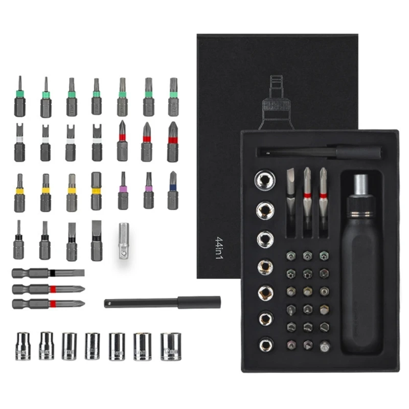 

Ratchet Screwdriver Set Press Type Magazine Design Magnetic Bits Suction Storage 30Nm HighTorque 9 in 1 37 in 1 896B
