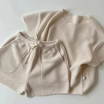 New Children Clothing Set Spring Summer Kids T shirt+Shorts for Newborn Baby Casual Jogger Set 2 Pieces for Toddler Boys&Girls 1