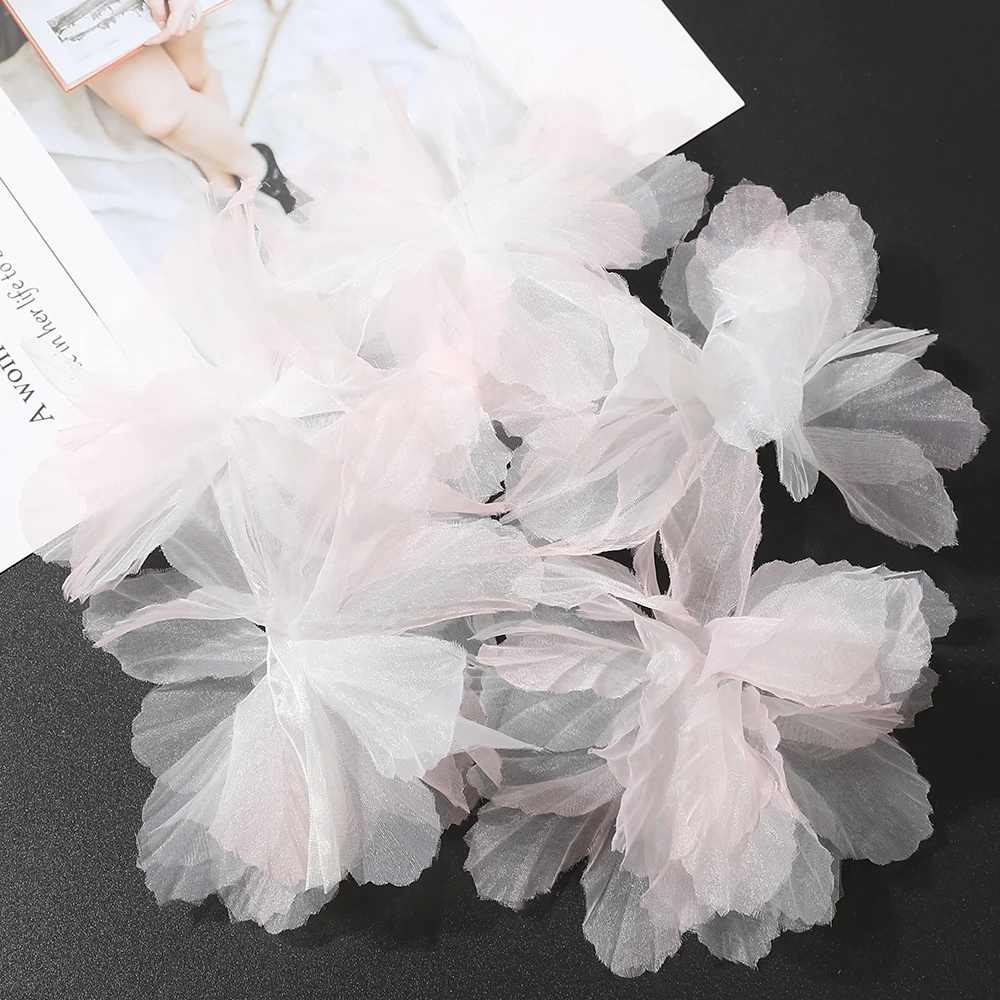 10Pcs 3D Blume Organza Spitze Patches Applique Für Braut Hochzeit Kleid Gradienten Spitze Trim Nähen Zubehör Dekoration Patches – Detail 22