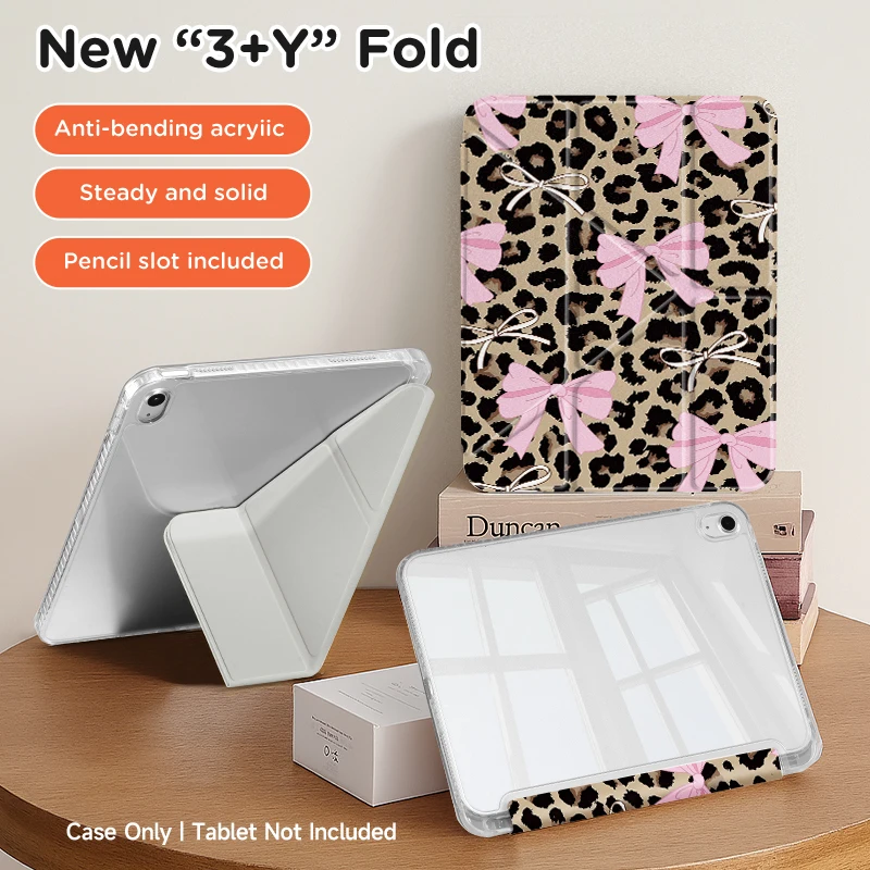 Versatile Y-Fold iPad Case with Adjustable Stand and Pen Slot - Lightweight, Durable, and Auto Wake/Sleep Feature