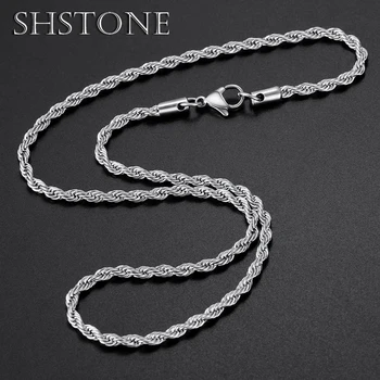 Low Price Width 3MM 925 Sterling Silver Twisted Rope Chain Necklace Men and women Link Necklace Fashion Gift Jewelry 45-70CM 1