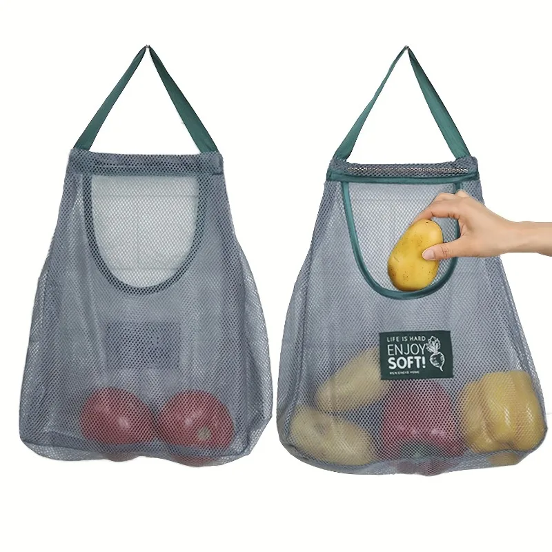 2PCS Household Storage Bag, Fruit and Vegetable Storage Bag, with Handle, Storage Mesh Bag, Sturdy and Durable