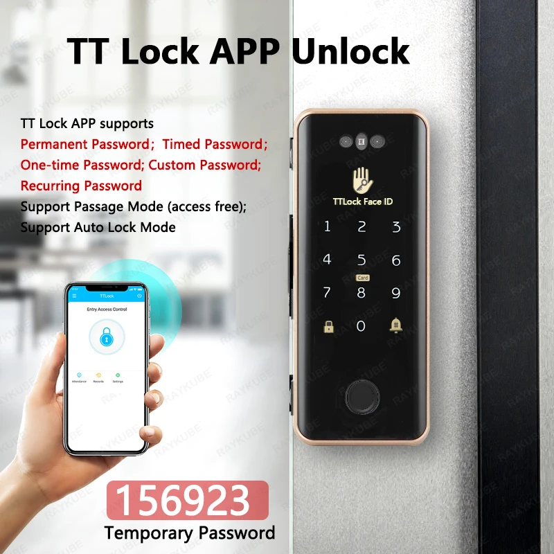 Glass Door Lock FS1 TT Lock 3D Face Recognition Smart Lock With Half ...