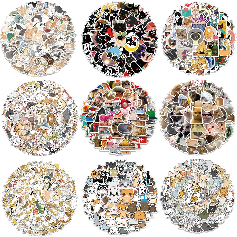 

Cute Cats MEME Stickers Funny Animal Decals For Kids Laptop Guitar Skateboard Scrapbook Water Bottle Phone Stickers Kids Toys