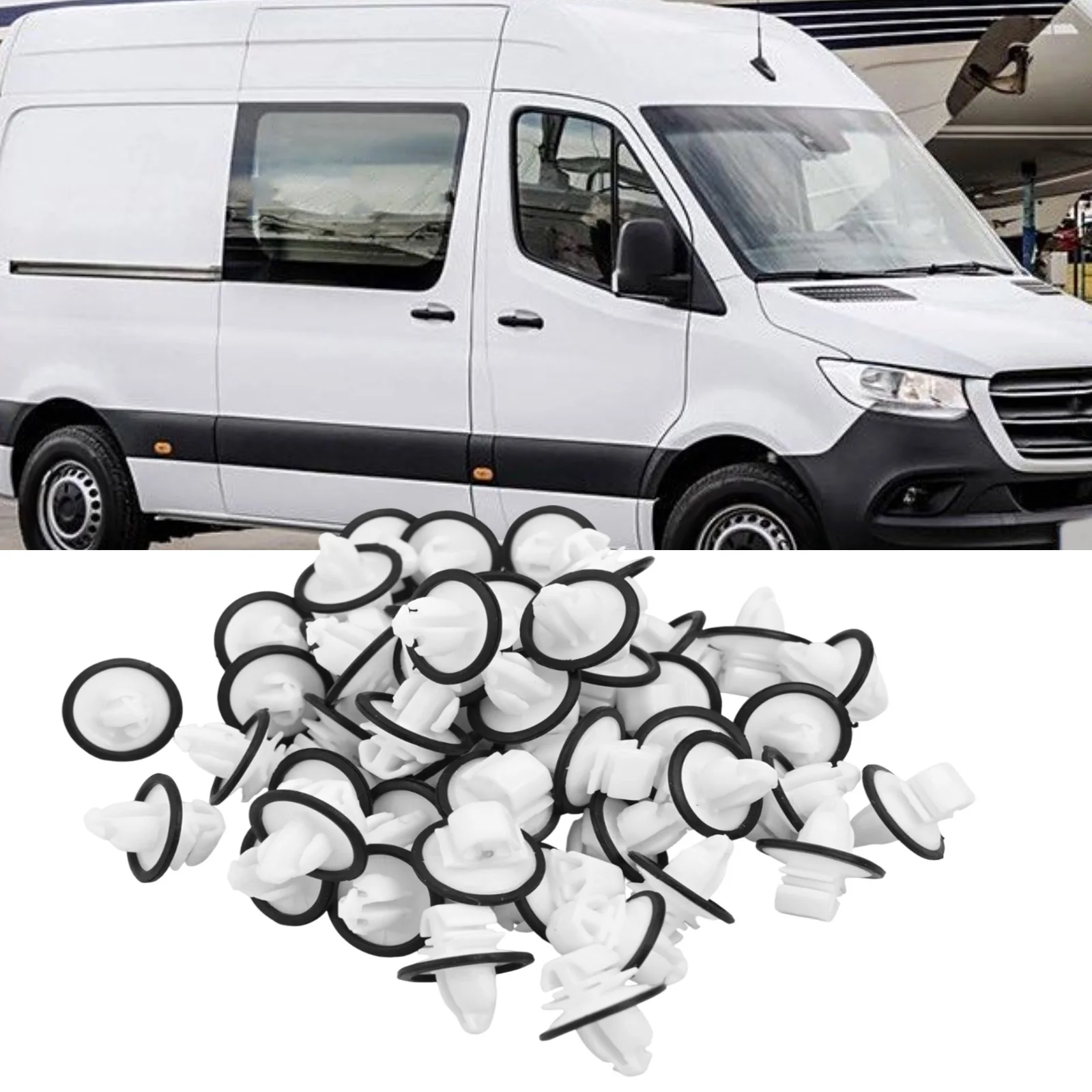 50 Stück für Mercedes Sprinter Mk3 Stoßstangen-Befestigungsclips A9109910000 Seitenverkleidungs-Befestigungsclips – Detail 2