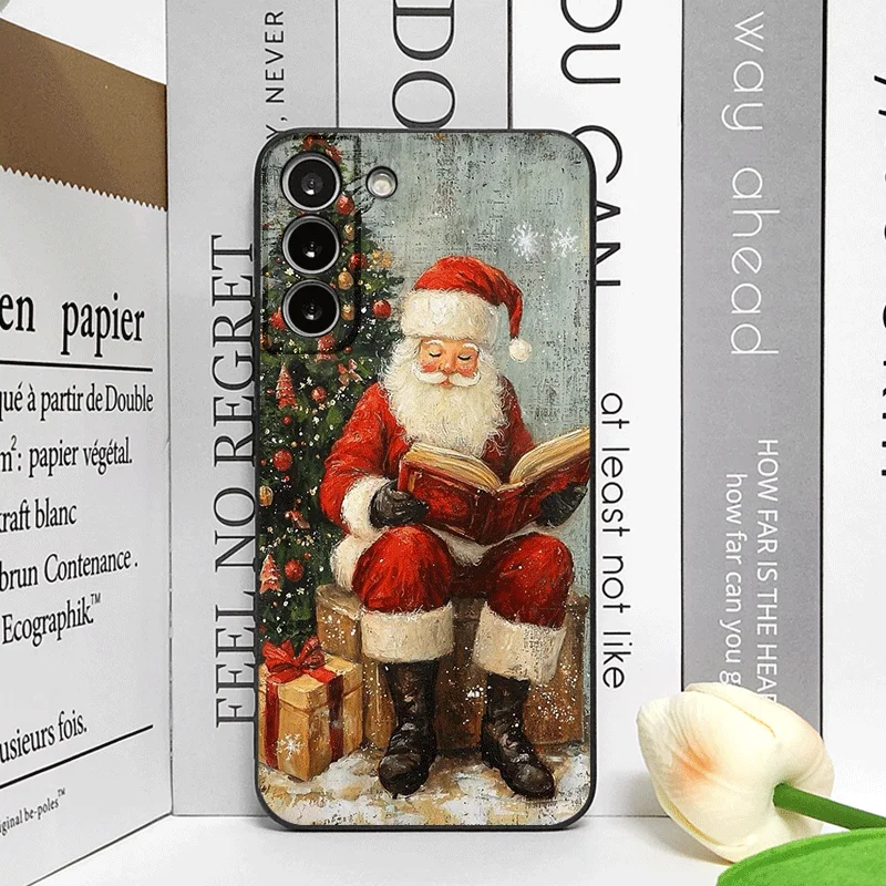 Festive Santa Claus & Christmas Tree Design Soft Phone Case Cover