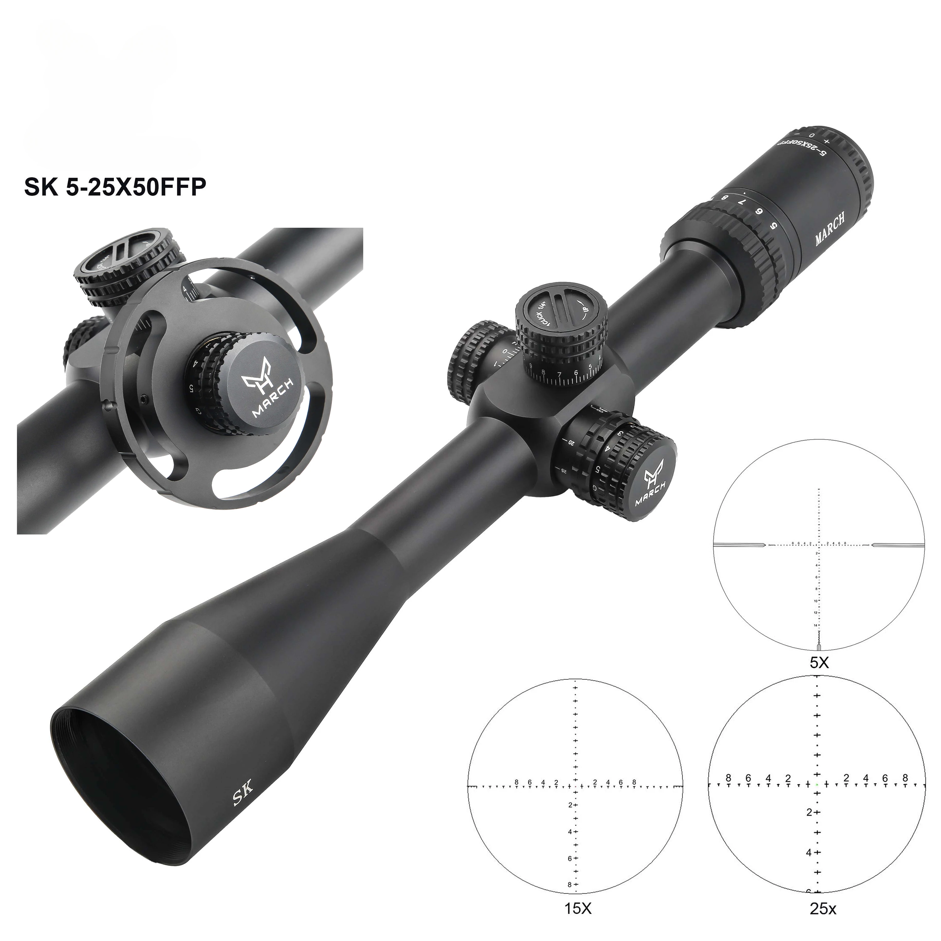 

Тактический прицел SK 5-25X50FFP IR для охотничьей винтовки, подходит для PCP
