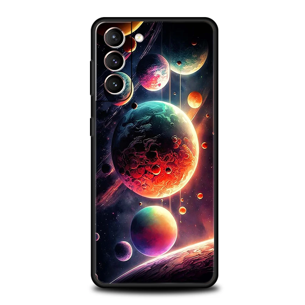 Galaxy Stars Silicone Phone Case - Beautiful Planet Design