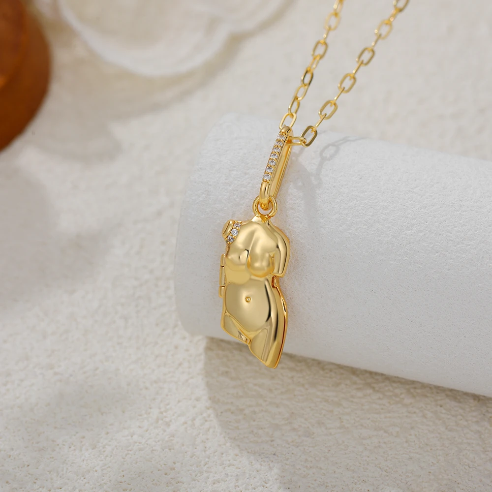 Punk Sleek 18K Gold Plated Body Chain Neckalce Openable Sexy Body Paper Clip Chain for Women Stainless Steel Unique Jewelry Gift