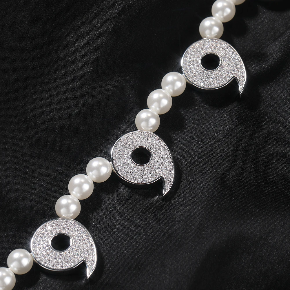 Uwin Iced Power of Six Paths Necklace 8mm Pearl Micropave Charm Jewelry Women Accessories Gifts