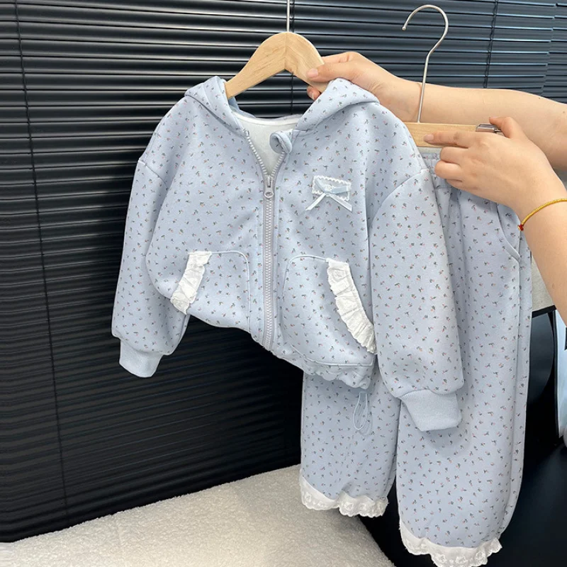 Girls Fashion Casual Sets Children Spring Autumn Sports Suits Kids Long-sleeved Jackets+Pants 2Pcs Outfits New Hooded Clothing - 6