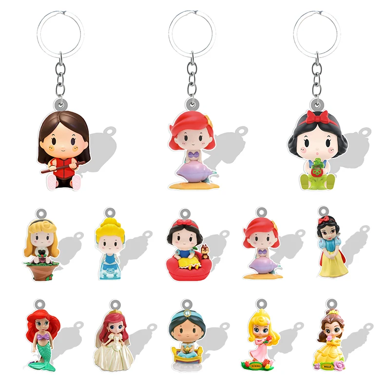 Disney Princess Resin Pendant Keychain Acrylic Mermaid Melody Belle