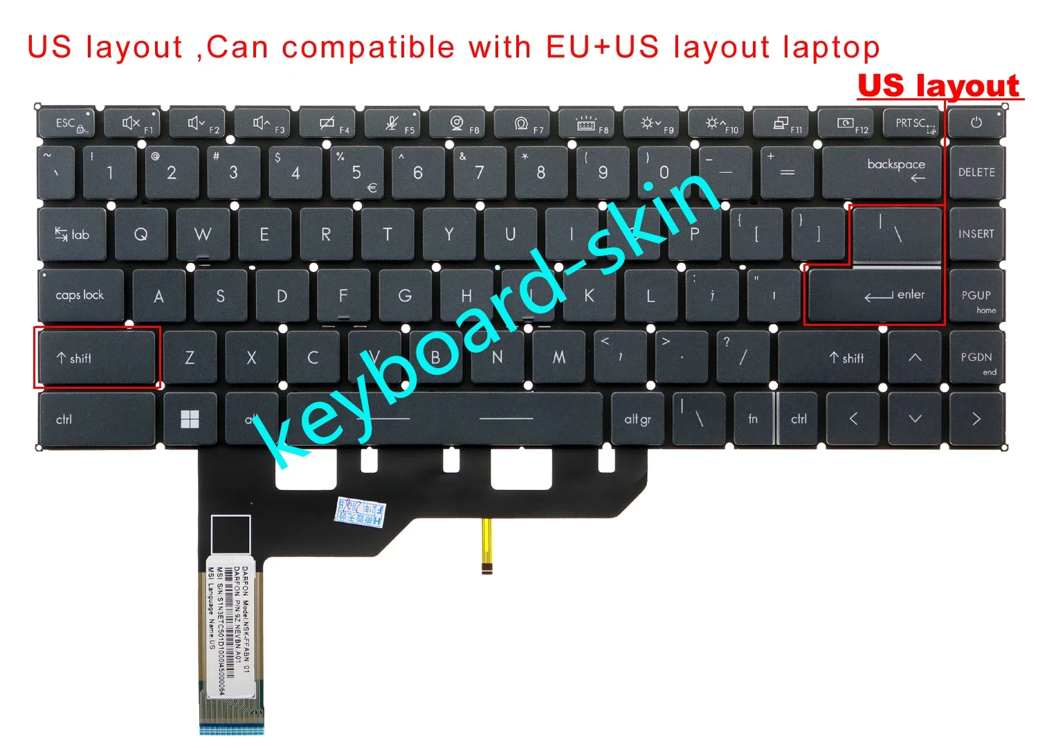 Teclado Retroiluminado Eua para Msi Prestige 14 Prestígio 14 A108c Prestige 14 Ev0 Série Portátil Novo - Imagem 3