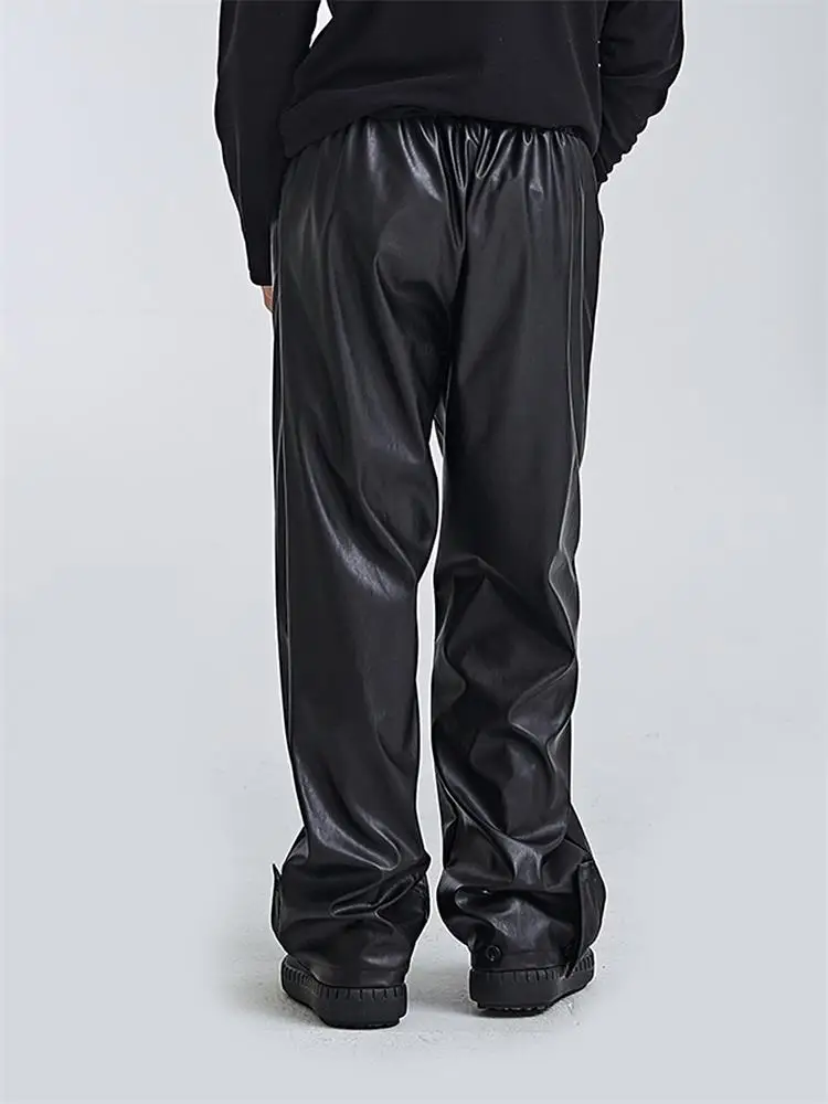 Description Picture 4 of itemMen's Straight Leg Pants Spring And Autumn New Fashion Trend Retro Everything Elastic Loose Casual Large Size Leather Pants