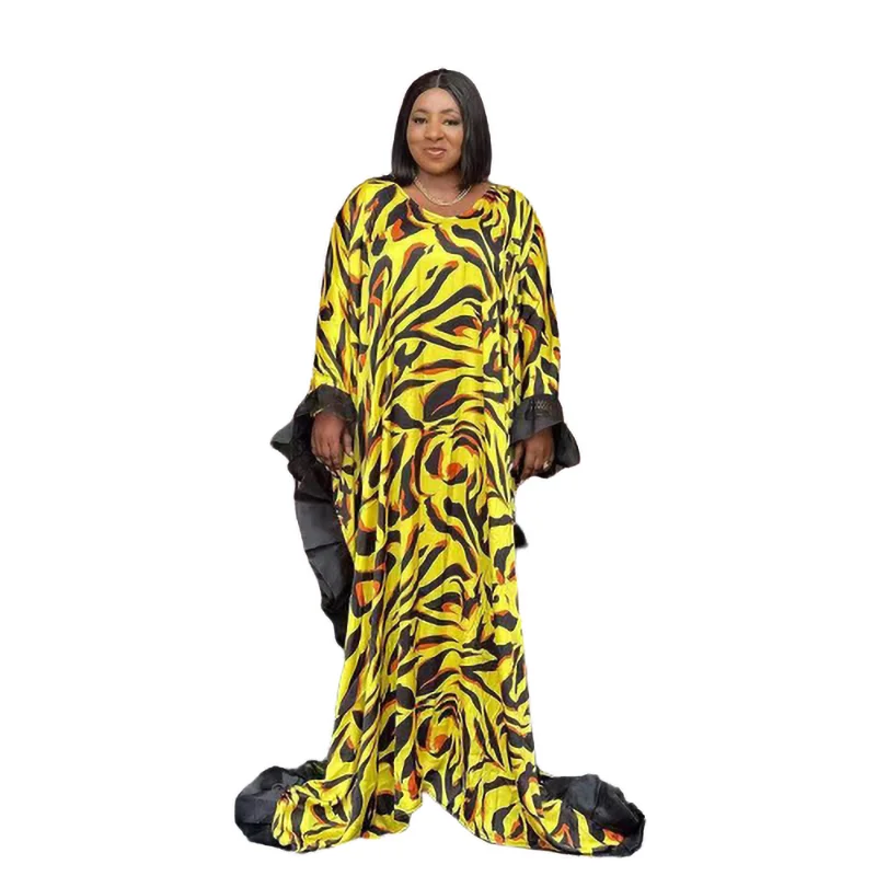 

African Dresses for Women Summer Spring African Women Long Sleeve O-neck Polyester Printing Long Dress African Robes Abaya