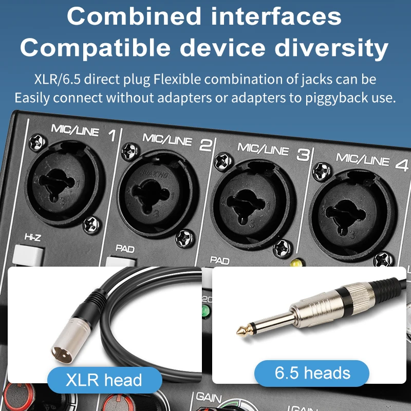 6 Channels Sound Mixing Console Depusheng M6 Bluetooth USB Record Computer 48V Phantom Power Delay Repaeat Effect Audio Mixer