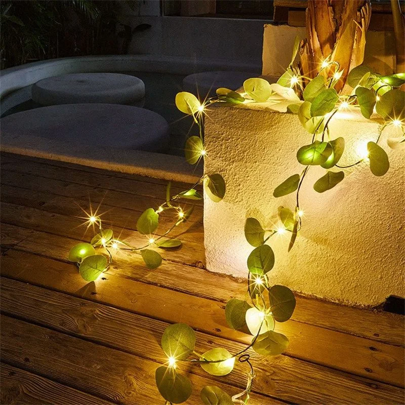 50/100 LED Fake Leaves Ivy Leaf Fairy String Lights Garden Lamp