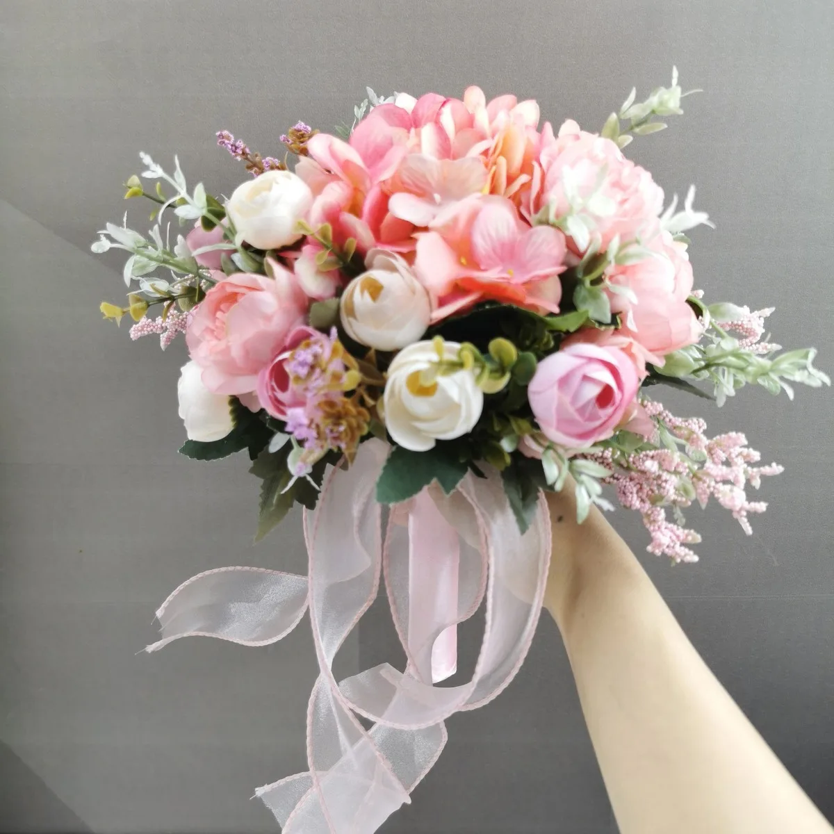 

11.81in Wedding Bouquets For Bride Bridesmaid Artificial Roses Flowers Hydrangea Camellia Bridal Bouquet For Rustic French Vinta