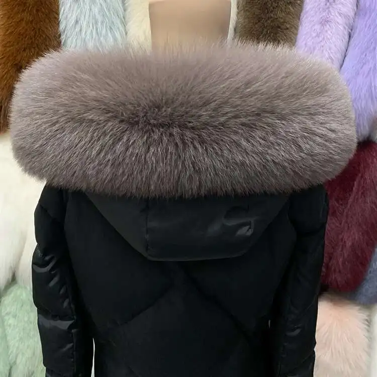 Echt Fox Pelz Kragen Frauen Winter Natürliche Pelz Schal Schals Für Damen Männer Luxus Warme Flauschigen Fell Kapuze Trim Dekore Für Mantel Jacke – Detail 11