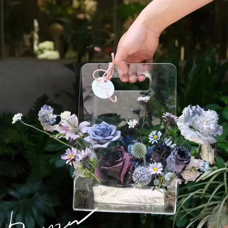 Handbags Vase Handheld Vase Acrylic Flower Basket High-End Transparent Floral Arrangement Clear Modern Decorative Vase For 2