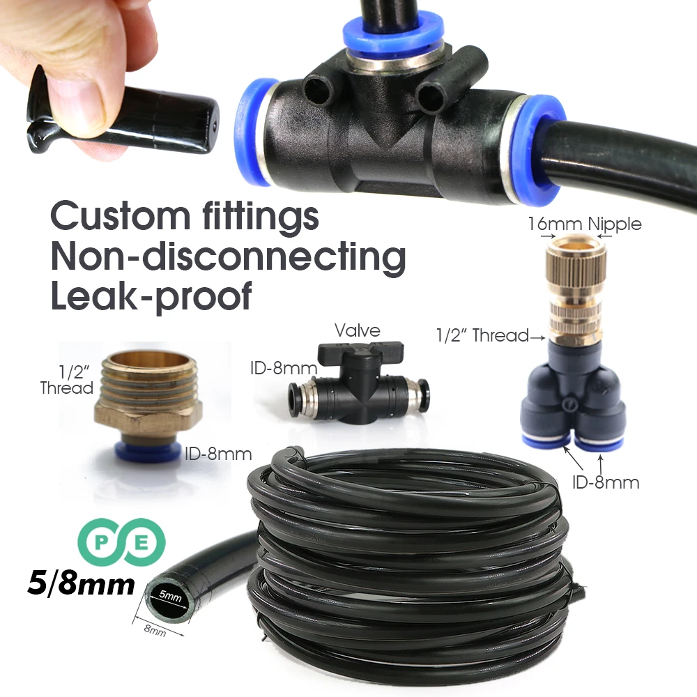 Outdoors Garden Adjustable Brass Nozzle Atomizer Kit 5/8mm Hose Nebulization Humidification Cooling Watering System Lawn Spray 2