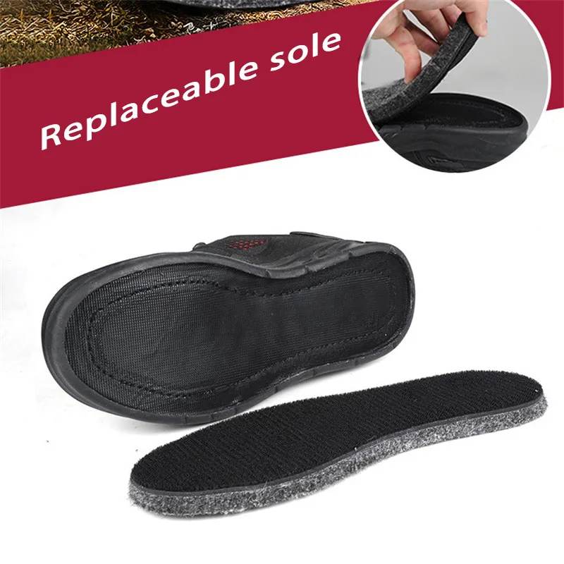 Reef Rock Fishing Shoes Felt Sole With Nail Removable Sole Anti Slip Self-loce Lace Upstream Hiking Hunting Fishing Wading Shoes