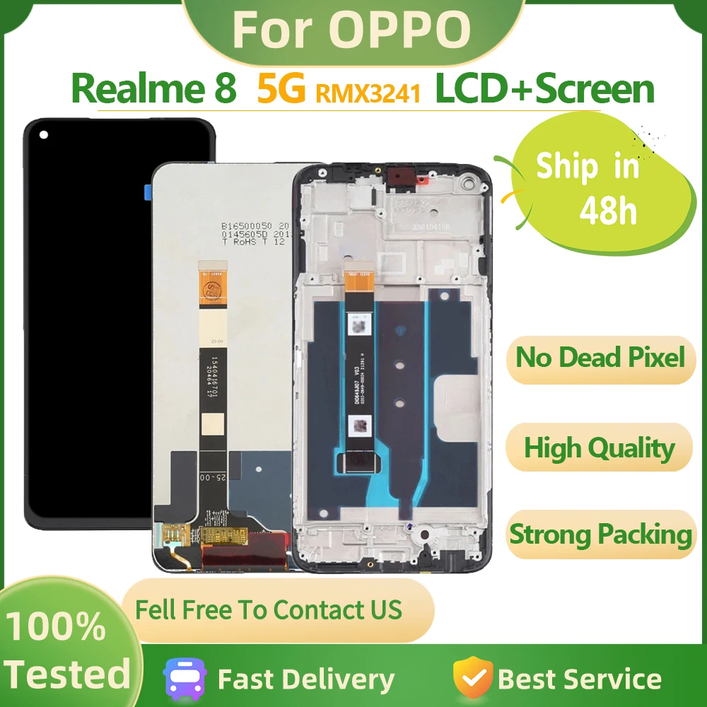 

6.5'' 100% New For Oppo Realme 8 5G LCD Display 10 Touch Screen Digitizer Assembly For Realme8 5G RMX3241 Display Repair Parts