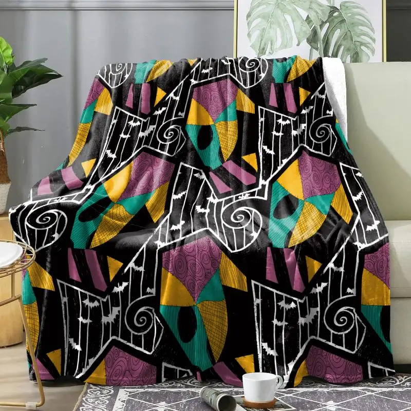 Halloween Sally Decke, warmes Fleece, bunt, Patchwork-Druck, Deckenbezug, Halloween-Party, Sofa, Dekoration, Decken für die ganze Saison – Detail 10